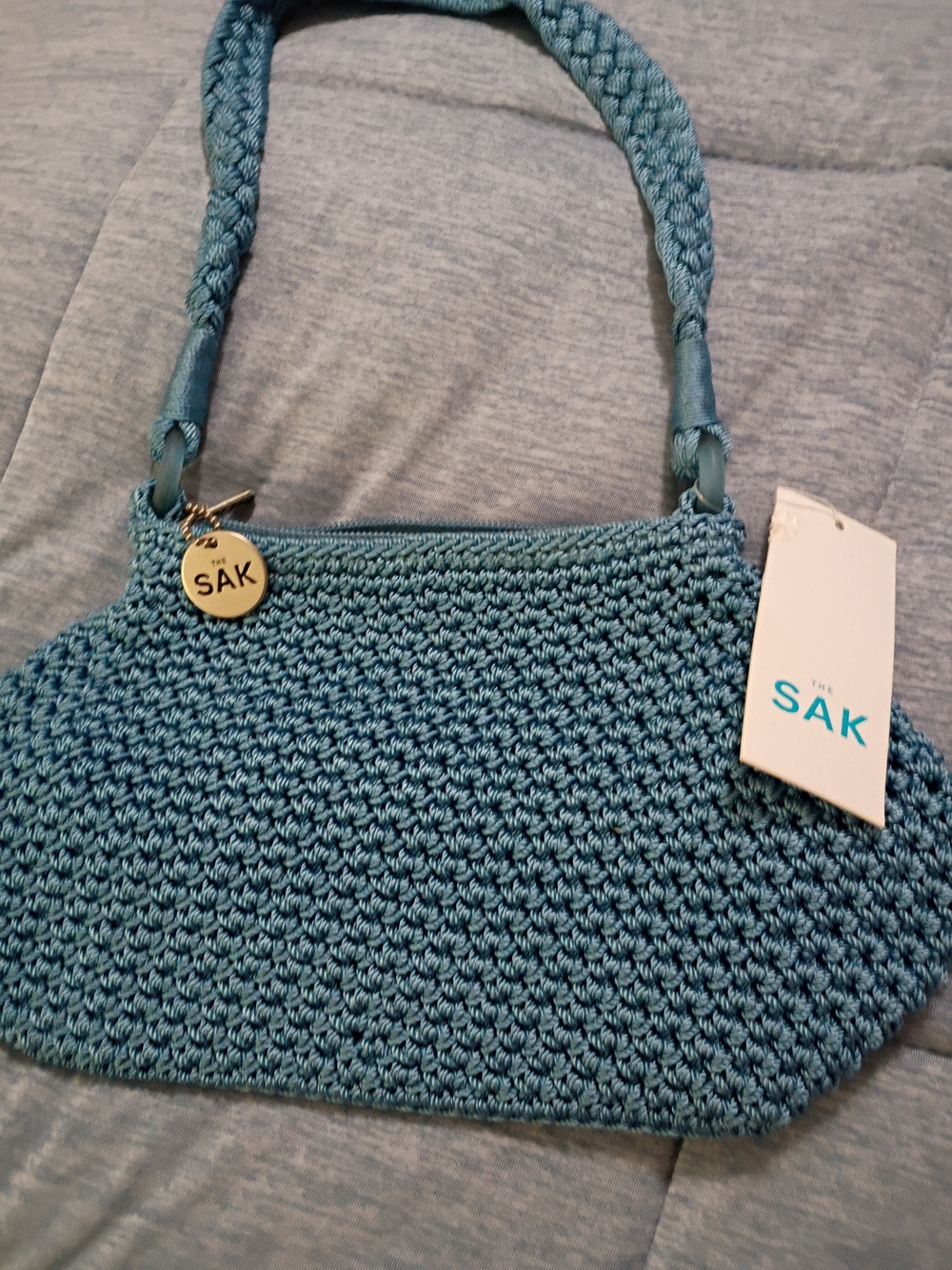 The Sak Blue Braided Crochet Shoulder Bag